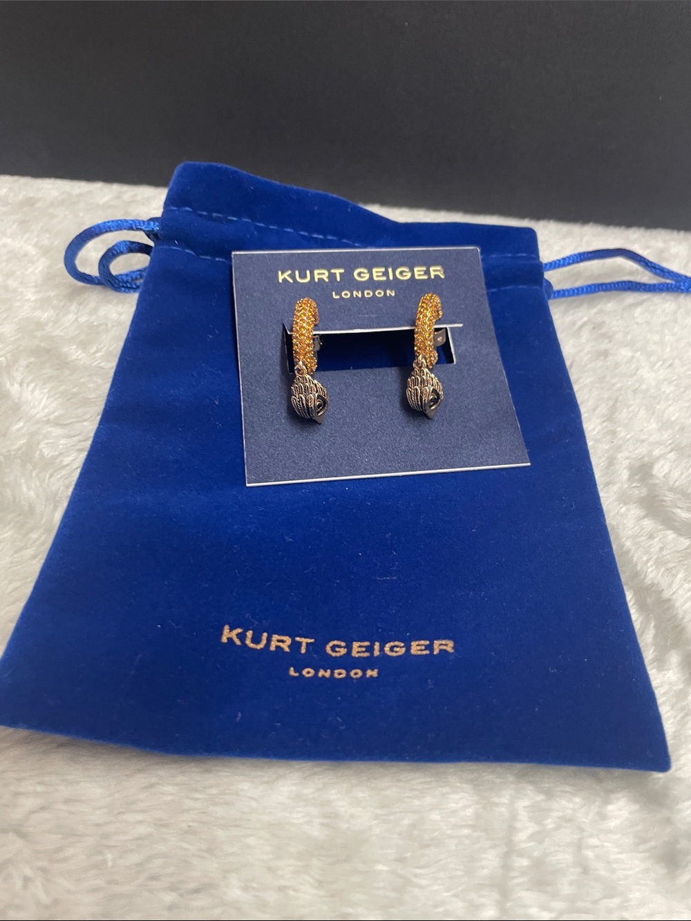 NWT Kurt Geiger Pavé Eagle Head Hoop Earrings